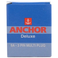 ANCHOR PW 3155 Multi Plug 3 Pin DX, 6 Amp, White - 6A, WHITE, NA